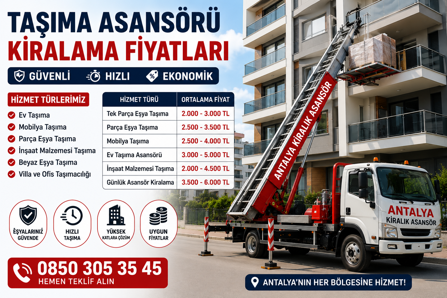Taşıma asansörü Kiralama Fiyatları